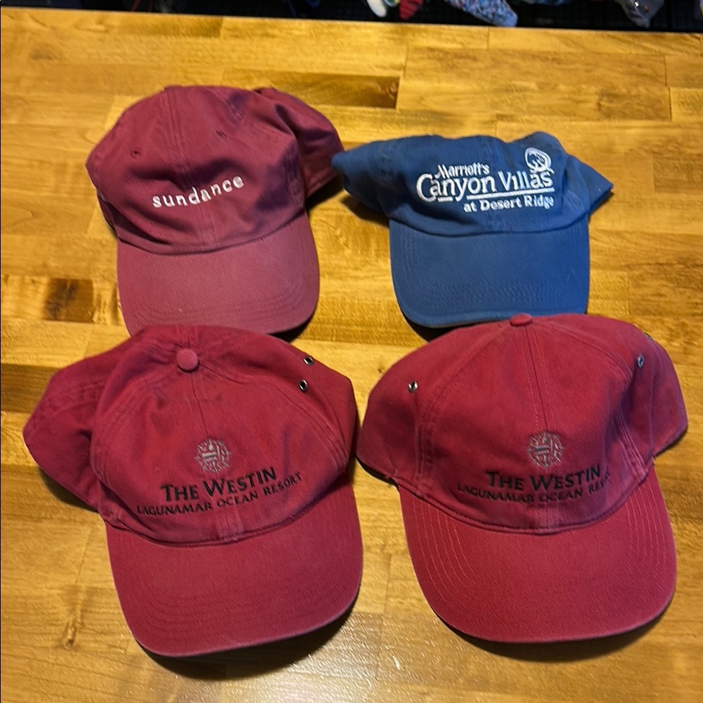 Red and Blue Logo Baseball Caps